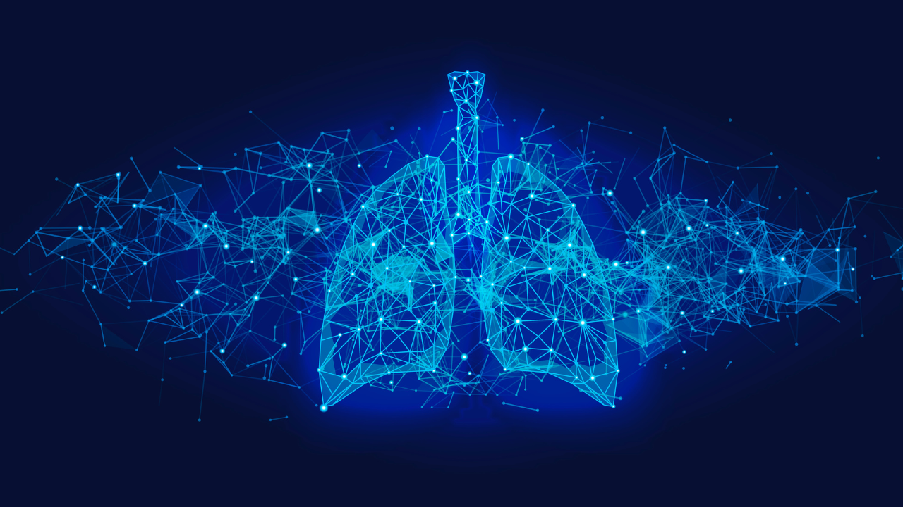 Futuristic medical concept with blue human lungs. ImageCredit: Adobe Stock Images/dima_oris
