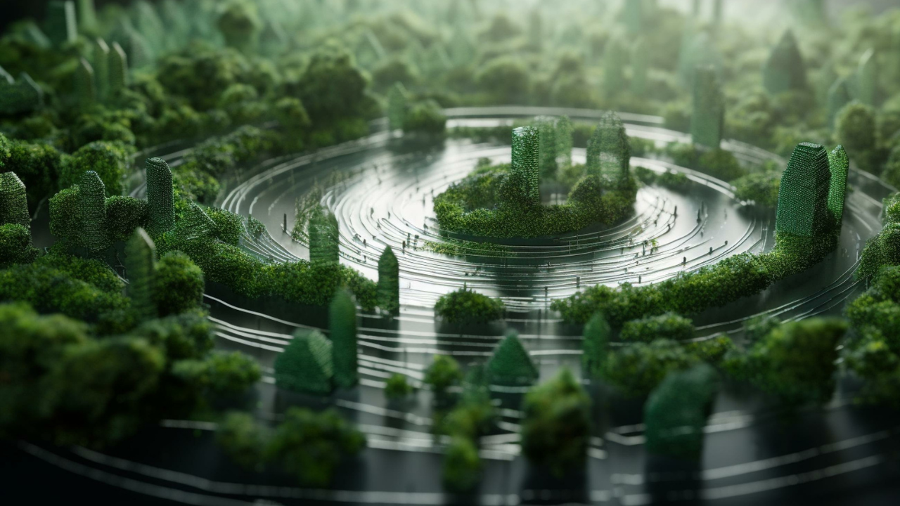 Carbon neutral sustainable development concept. Green industry. Net zero greenhouse gas emissions target 2050. Climate neutral long term strategy. Carbon neutral symbols on green view. Generative AI. Image Credit: Adobe Stock Images/Vavilen