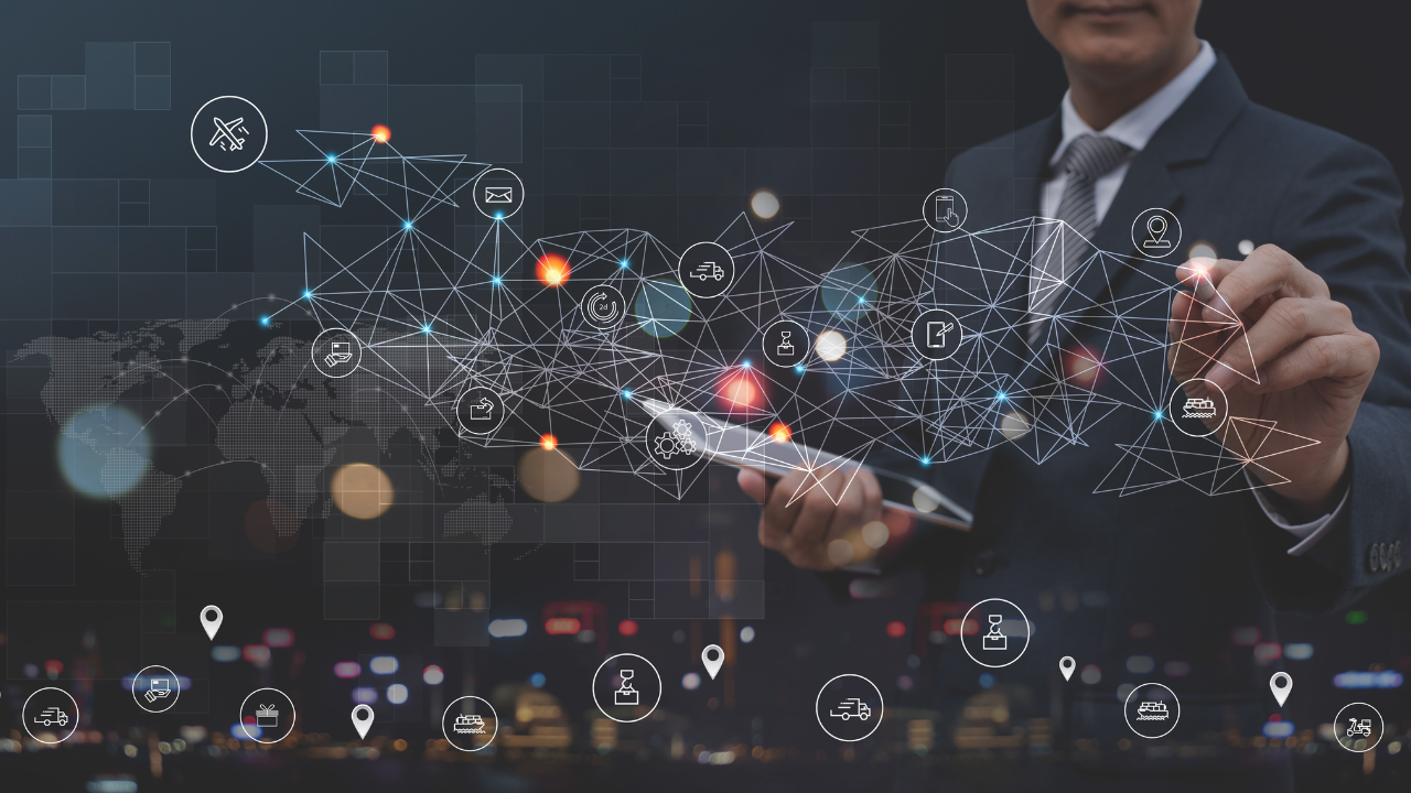Global logistics network distribution and transportation, Smart logistics, supply chain concept, Business man touching on interface panel of global network distribution. Image Credit: Adobe Stock Images/tippapatt